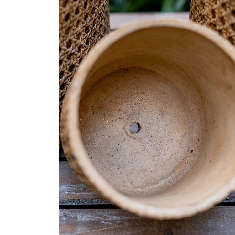 Rattan Cement Planter