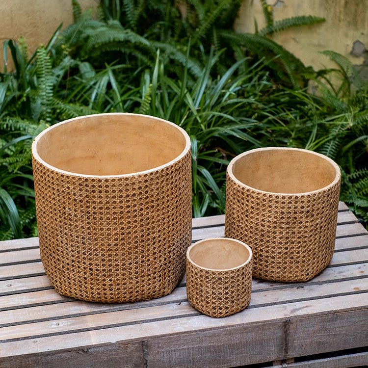 Rattan Cement Planter