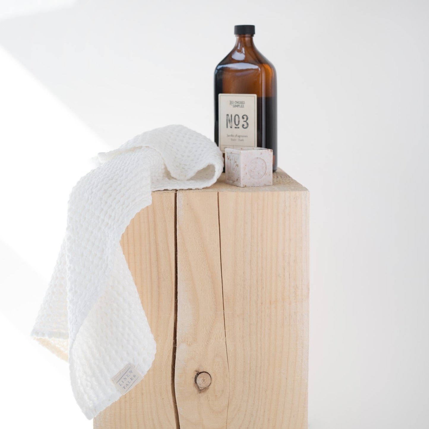 White Linen & Cotton Waffle Towel
